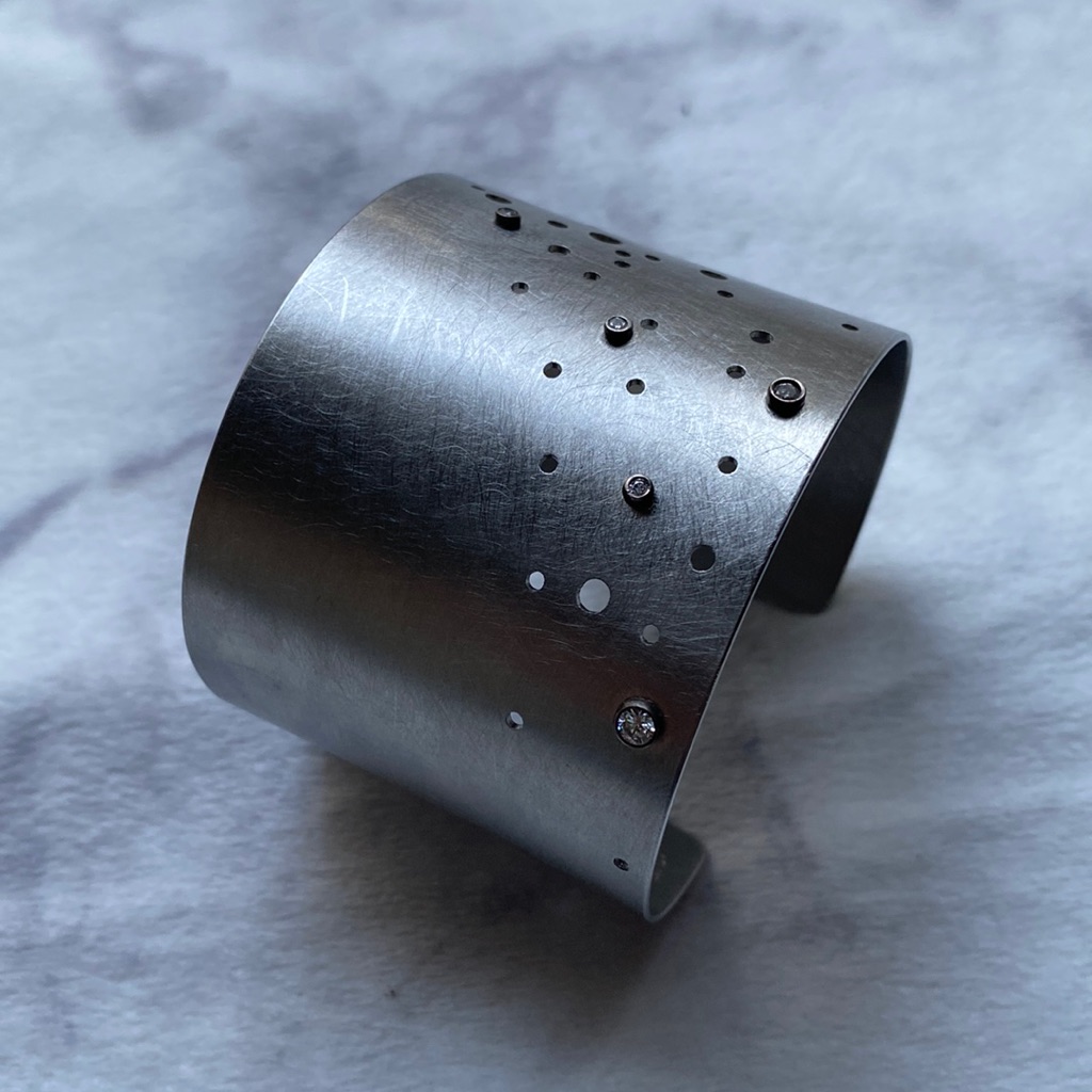 Cuff  Stainless Steel With Diamonds Bracelet